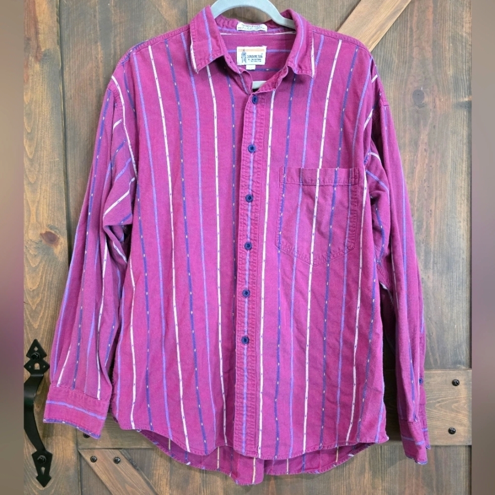 LONDON FOG Striped Button Down Size Large